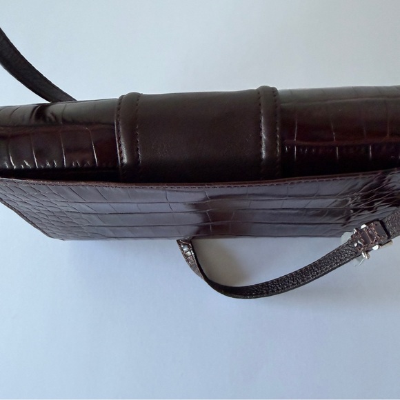 Brighton Brown Croc Embossed Leather Wallet with a Silver Heart clasp - Picture 8 of 14